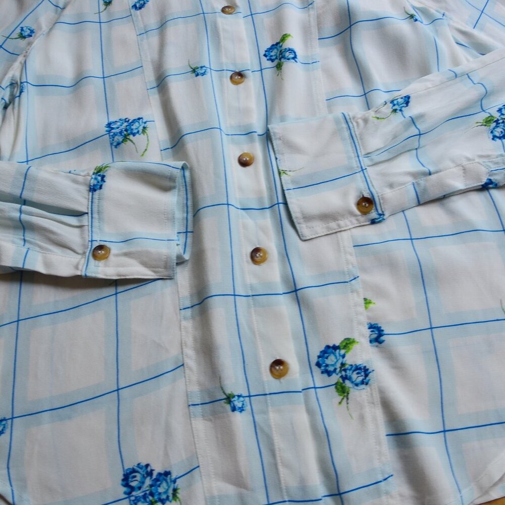 Free People Window to My Heart Floral Striped Button Down Shirt White S - Picture 6 of 11